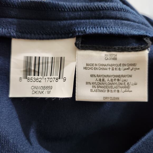 BCBGMAXAZRIA Mini Pencil Skirt Elastic Waist Full Zip Blue Black Medium New - Picture 9 of 9